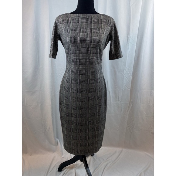 Maggy‎ London Women's Size 2 Black White Herringbone Sheath Dress - Picture 1 of 11